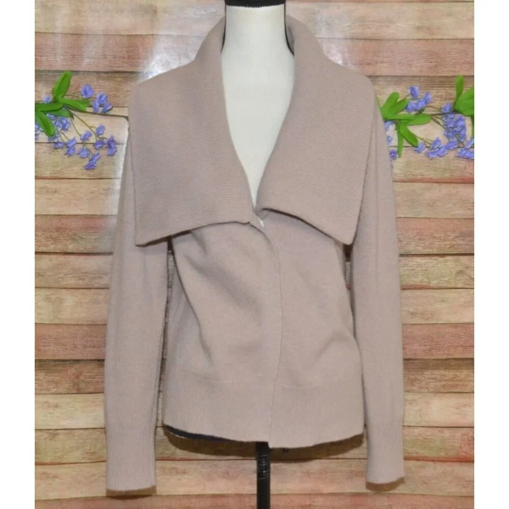 J. Crew Tan Open Shawl Collar Front Wool Cashmere Blend Cardigan Sweater Size M